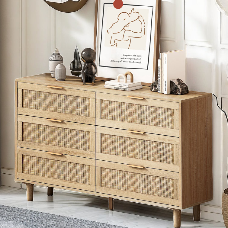 Bay Isle Home 51 Wide Natural Rattan 6 DrawerDresser Wayfair